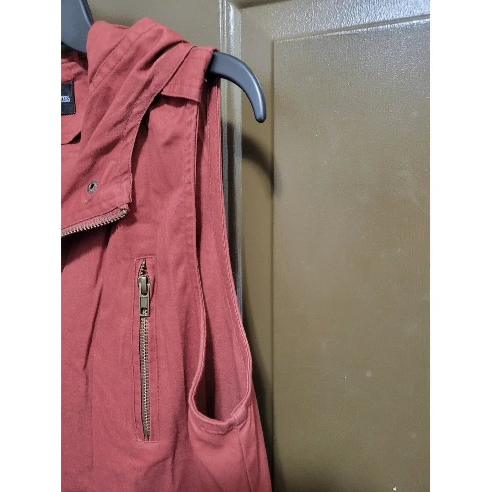 Zenana Outfitters Hooded Cinch Waist Utility Cargo Vest Size Large Cotton Layer - Picture 7 of 12